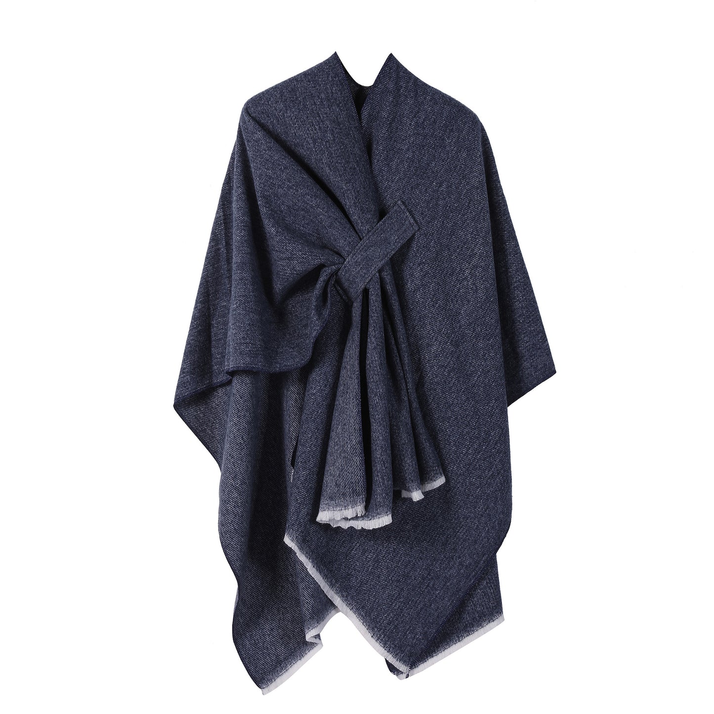 Solid Knit Poncho Shawl