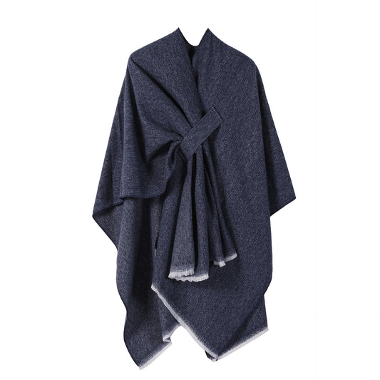 Solid Knit Poncho Shawl
