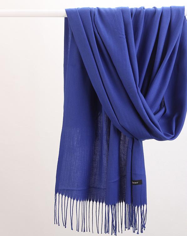 Warm Solid Tone Shawl with Elegant Fringe