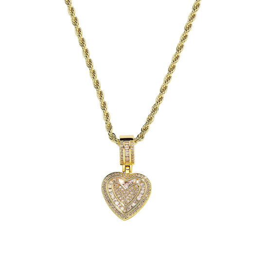 Iced Out Heart Pendant Necklace