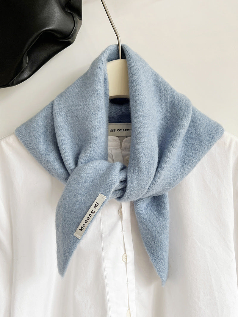 Chic Wool Blend Knit Triangle Scarf