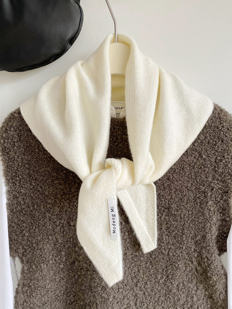 Chic Wool Blend Knit Triangle Scarf
