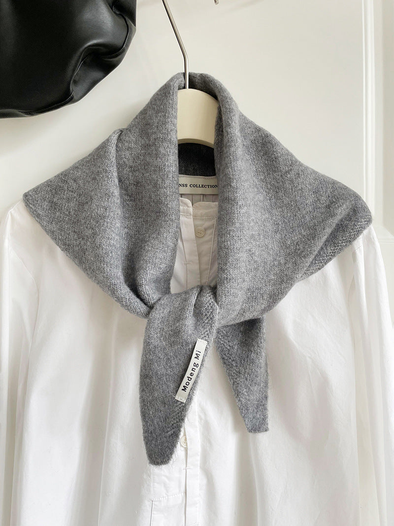 Chic Wool Blend Knit Triangle Scarf