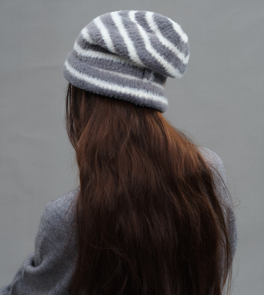 Trendy Dual-Tone Striped Beanie