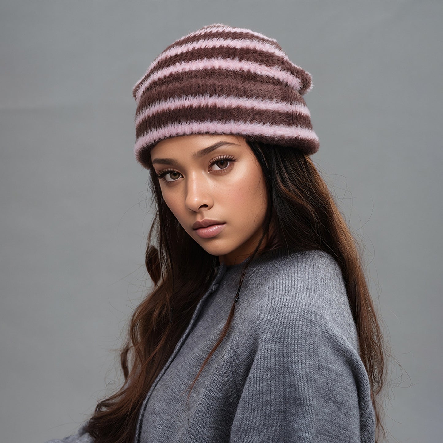 Trendy Dual-Tone Striped Beanie