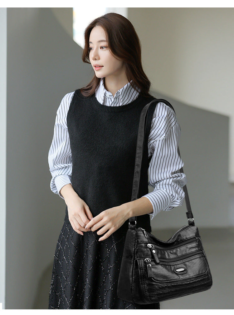 Soft Washed Crossbody Bag with Multi-Pocket Casual