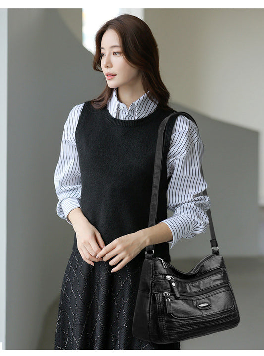 Soft Washed Crossbody Bag with Multi-Pocket Casual