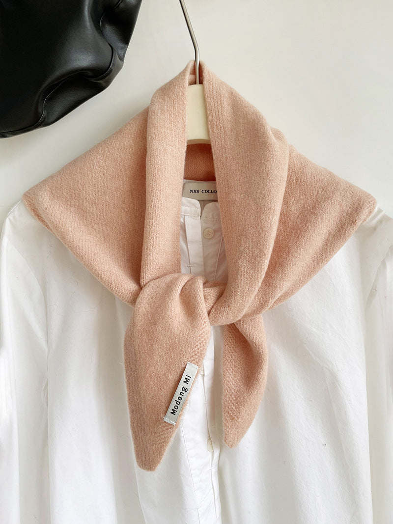 Chic Wool Blend Knit Triangle Scarf