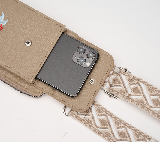 Floral Embroidered Crossbody Phone Bag
