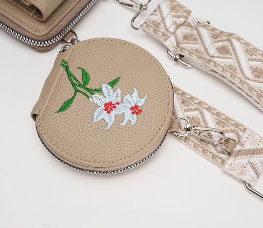 Floral Embroidered Crossbody Phone Bag