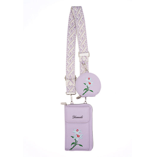 Floral Embroidered Crossbody Phone Bag
