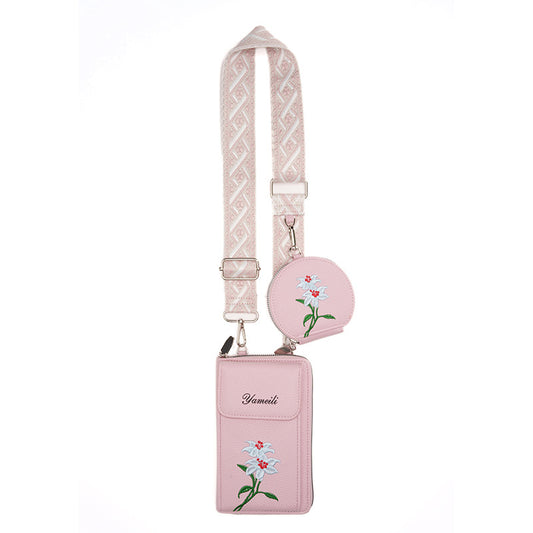 Floral Embroidered Crossbody Phone Bag