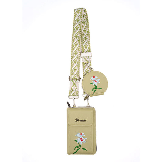 Floral Embroidered Crossbody Phone Bag
