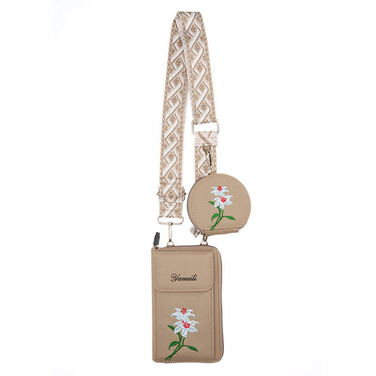 Floral Embroidered Crossbody Phone Bag
