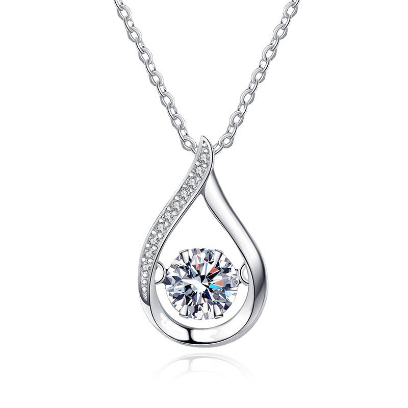 Dazzling Teardrop Dancing Moissanite Necklace