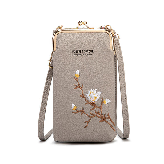 Chic Embroidered Crossbody Phone Wallet