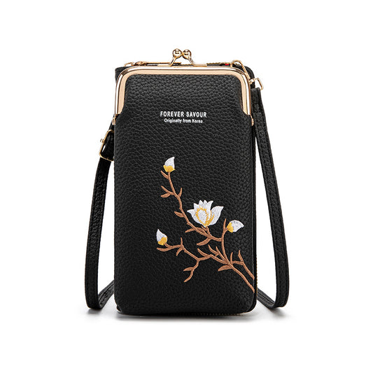 Chic Embroidered Crossbody Phone Wallet