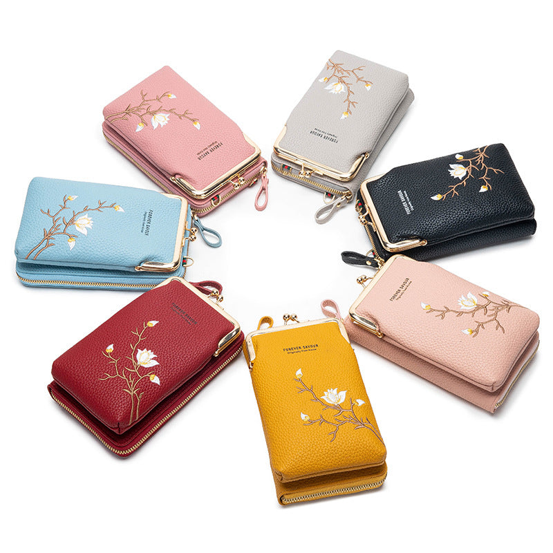Chic Embroidered Crossbody Phone Wallet