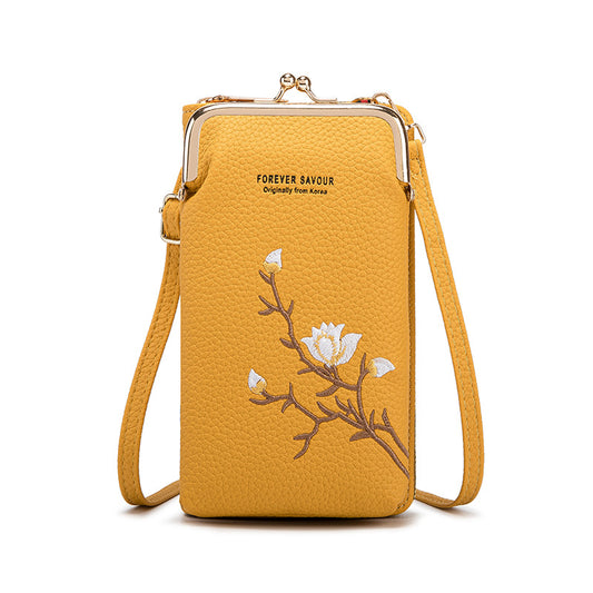 Chic Embroidered Crossbody Phone Wallet