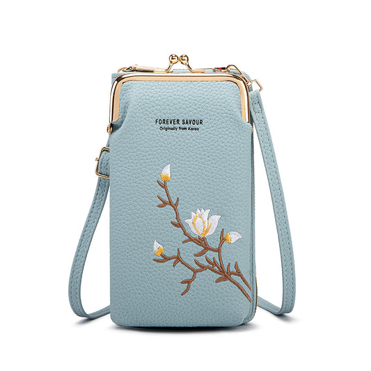 Chic Embroidered Crossbody Phone Wallet