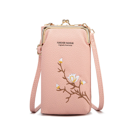 Chic Embroidered Crossbody Phone Wallet