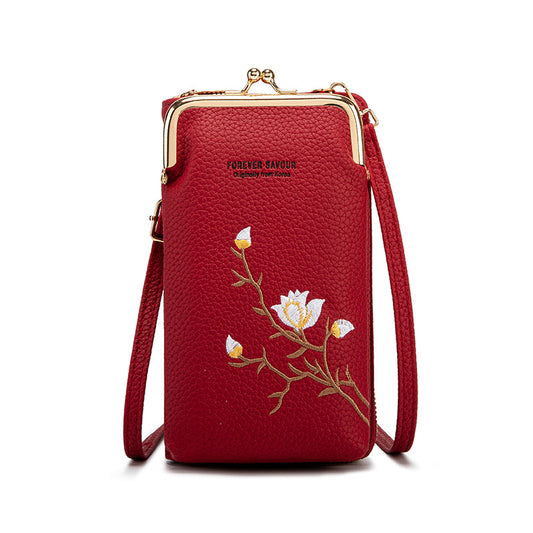 Chic Embroidered Crossbody Phone Wallet