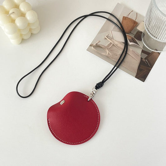 Stylish Leather Earbud Pouch with Lanyard