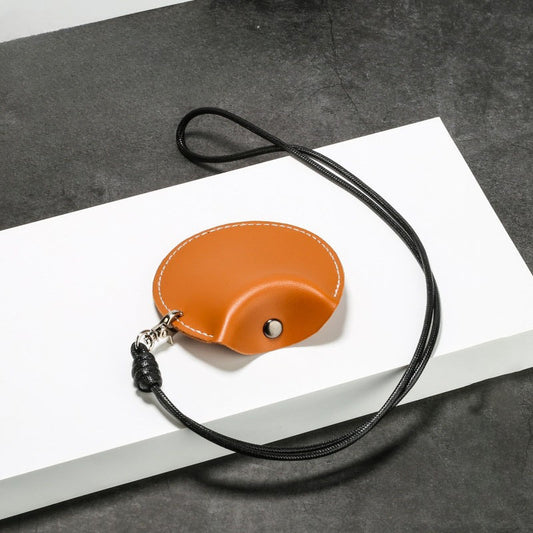 Stylish Leather Earbud Pouch with Lanyard
