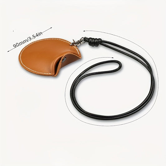 Stylish Leather Earbud Pouch with Lanyard