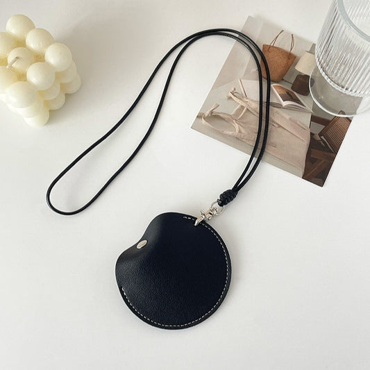 Stylish Leather Earbud Pouch with Lanyard