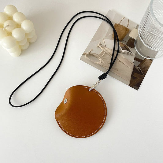 Stylish Leather Earbud Pouch with Lanyard