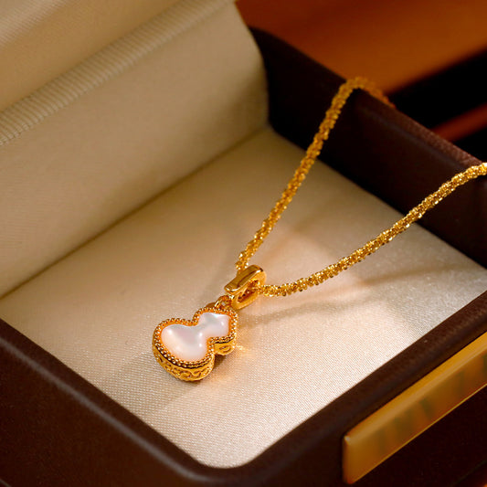 Gourd Pendant Necklace with Adjustable Textured Chain