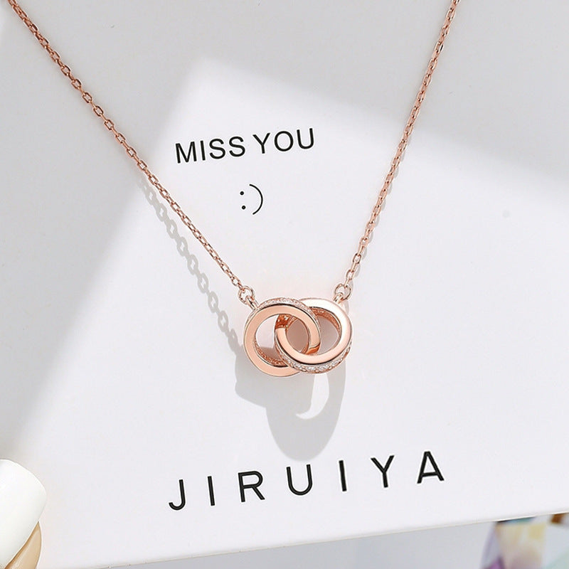 Elegant Interlocking Rings Pendant Necklace