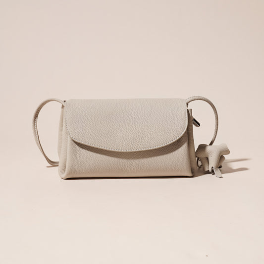 Leather Flap Crossbody Bag with Elephant Charm