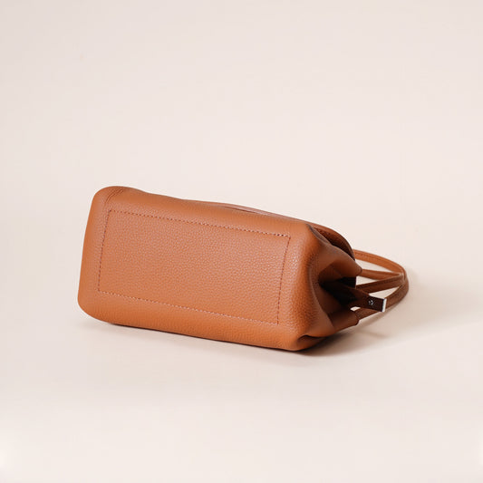 Leather Flap Crossbody Bag with Elephant Charm