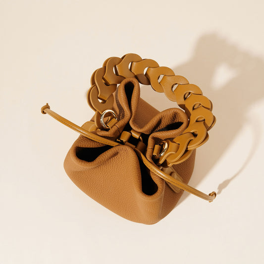 Leather Mini Bucket Bag with Braided Handle