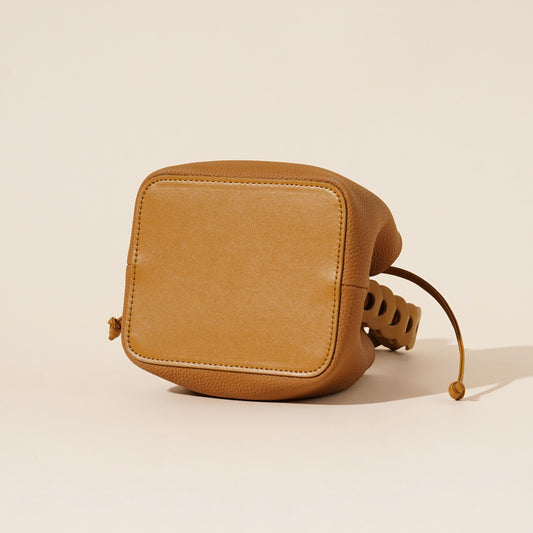 Leather Mini Bucket Bag with Braided Handle