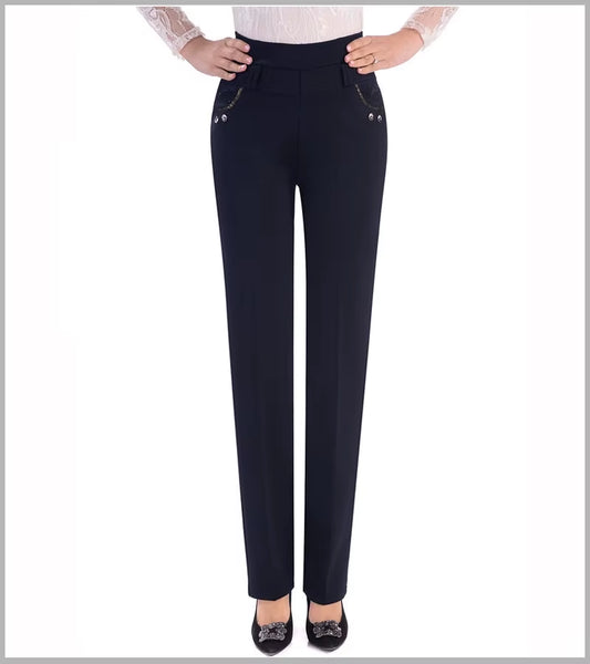 2024 New Spring Autumn Women Pants Slim Elastic High Waist Straight Pants Stretch Female Trousers Pantalones P170