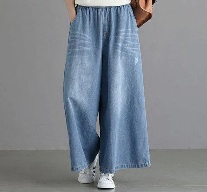 Loose Jeans Women 2025 Y2K New Casual Streetwear Denim Pants Wide-Leg Street Style Vintage High Waist Pockets Jean Femme