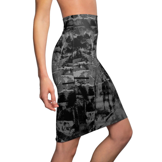 Pencil Skirt DISTRESSED DARK - Minimal by Queennoble