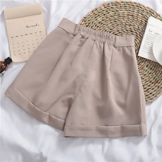 Shorts Women Solid Zipper Fly Loose Casual All-Match Simple Chic Summer Feminino Trousers Stylish Popular Korean Version Daily