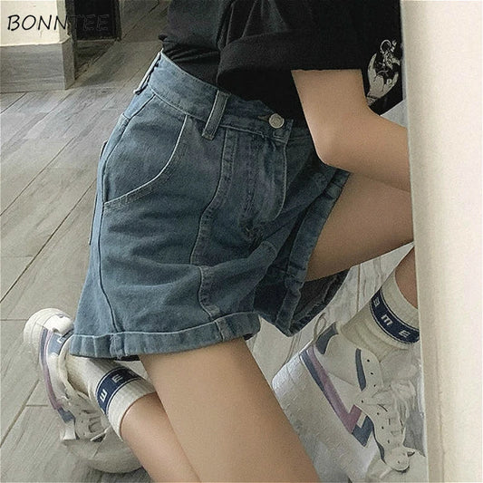 Denim Trendy High Waist Streetwear Shorts