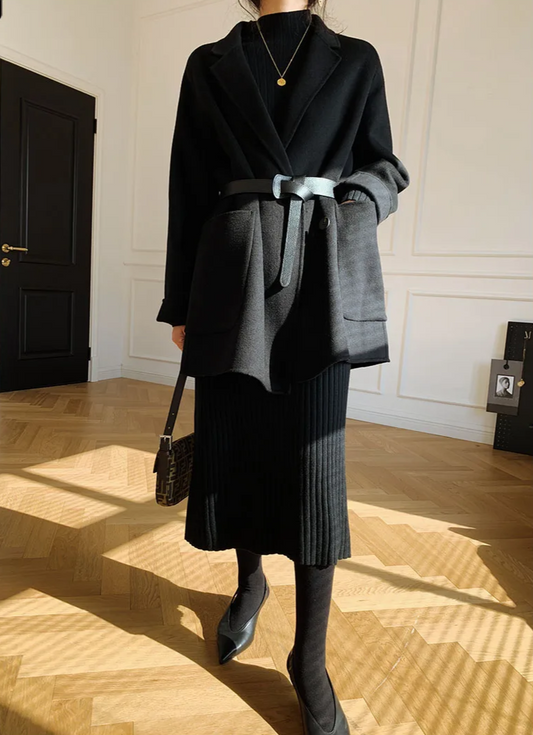 Straight High Neck Maxi Sweater Dress 
