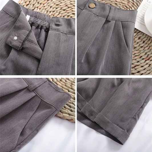 Shorts Women Solid Zipper Fly Loose Casual All-Match Simple Chic Summer Feminino Trousers Stylish Popular Korean Version Daily