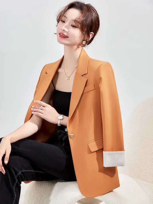 HIGH QUALITY Fashion 2020 Design Blazer Jacket Women'S Green Black Blue Solid Tops for Office Lady Wear Size S-4XL