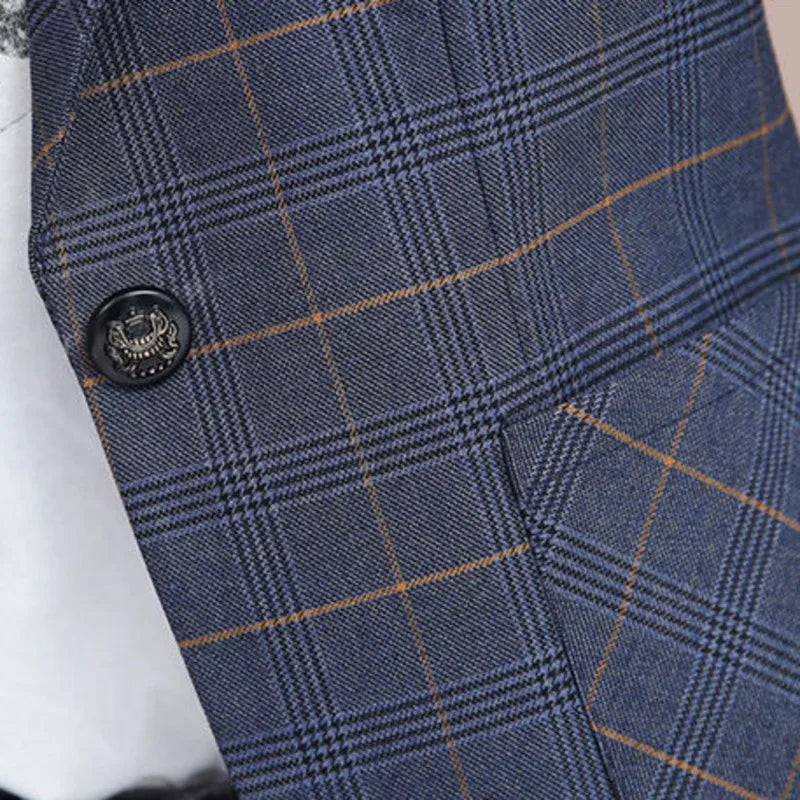 Single Button Plaid Blazer 