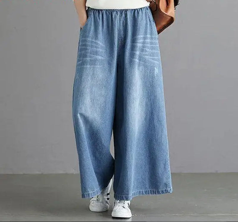 Loose Jeans Women 2025 Y2K New Casual Streetwear Denim Pants Wide-Leg Street Style Vintage High Waist Pockets Jean Femme
