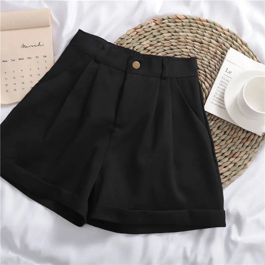 Shorts Women Solid Zipper Fly Loose Casual All-Match Simple Chic Summer Feminino Trousers Stylish Popular Korean Version Daily