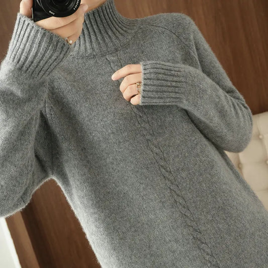 100%Wool Long Sweater 