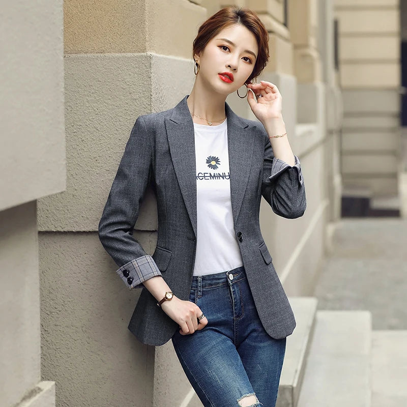 HIGH QUALITY Fashion 2020 Design Blazer Jacket Women'S Green Black Blue Solid Tops for Office Lady Wear Size S-4XL